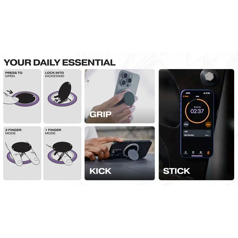 Ultra-Slim Magnetic Phone Grip & 360° Rotating Kickstand 📱✨