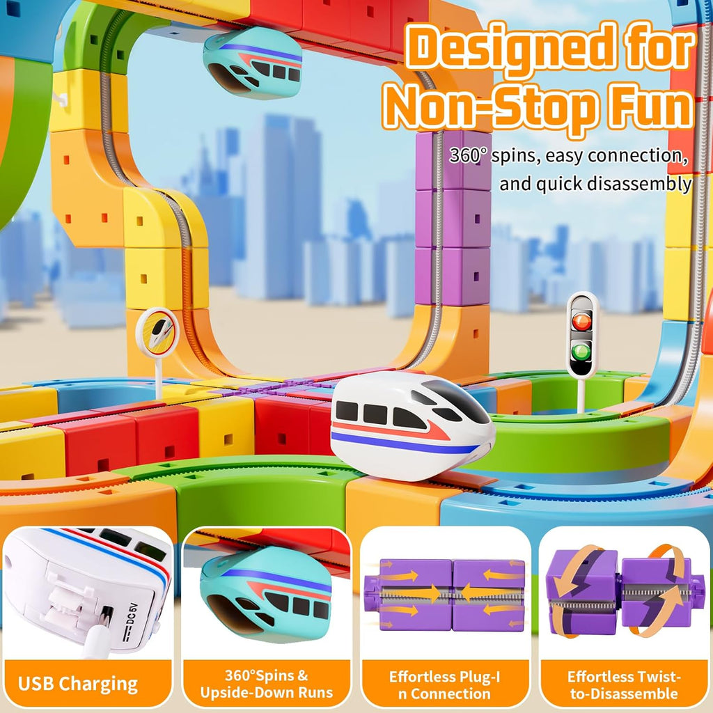3D Flexible Electric Train & Race Track Set - Anti-Gravity STEM Toy for Kids 🚂🏎️