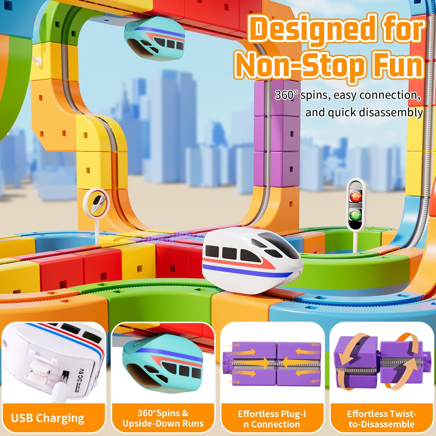 3D Flexible Electric Train & Race Track Set - Anti-Gravity STEM Toy for Kids 🚂🏎️