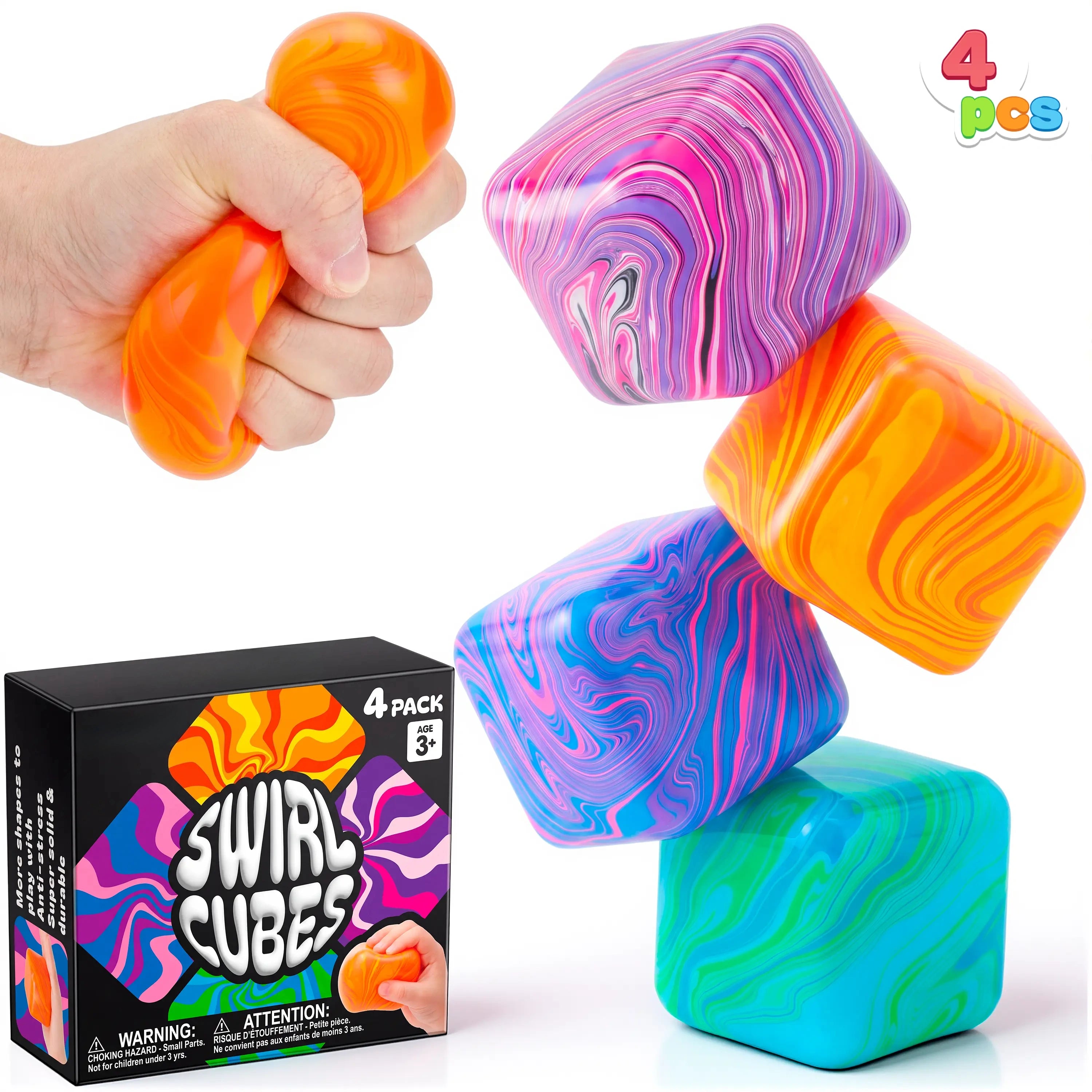 4-Pack High-Density Stress Cubes - Slow Rising Sensory Fidget Toys 🧊✨