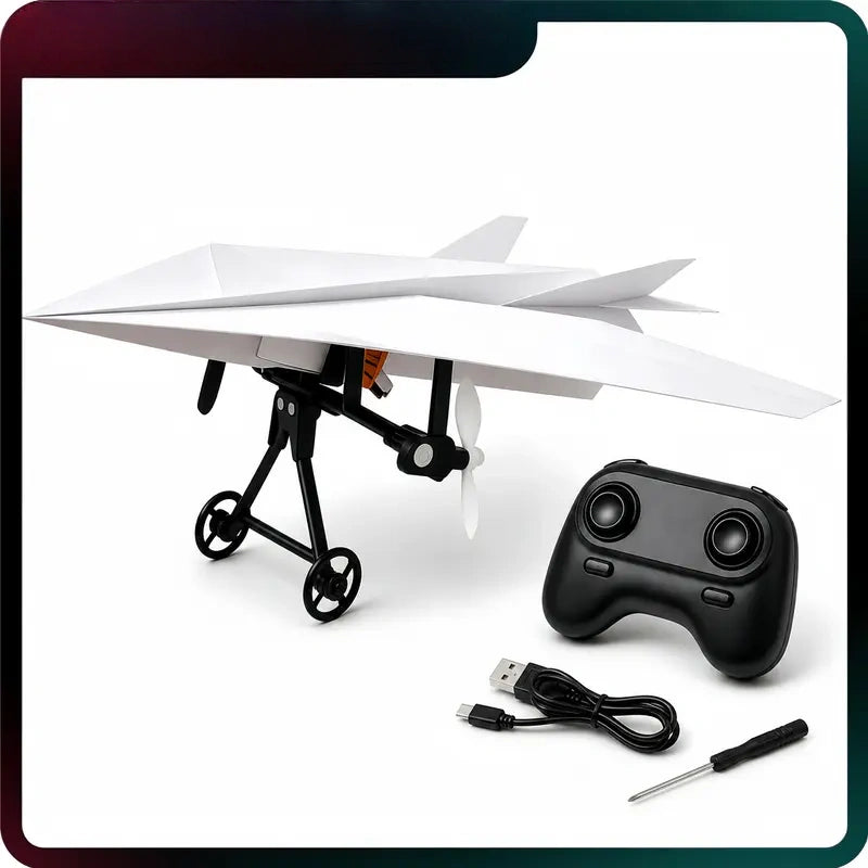 DIY RC Paper Airplane Kit - Easy-to-Fly Remote Control Flying Toy with Gyro ✈️✨