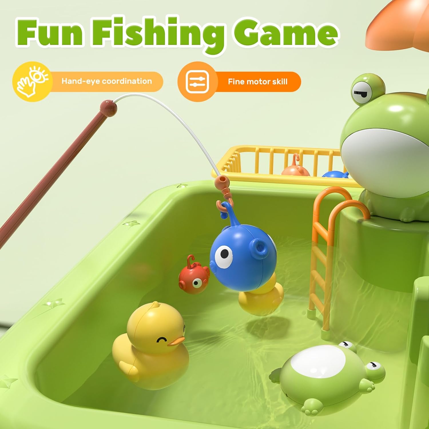 Kids Play Kitchen Sink with Running Water & Floating Fishing Toy Set 💧🎣