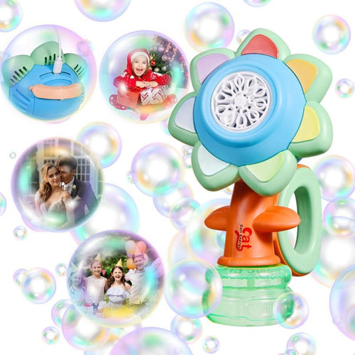 Automatic Sunflower Bubble Machine - 20,000+ Bubbles/Min with Colorful LED Lights 🌻✨