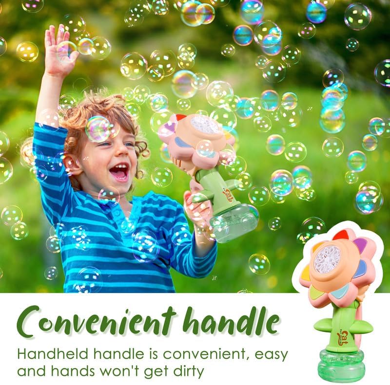 Automatic Sunflower Bubble Machine - 20,000+ Bubbles/Min with Colorful LED Lights 🌻✨