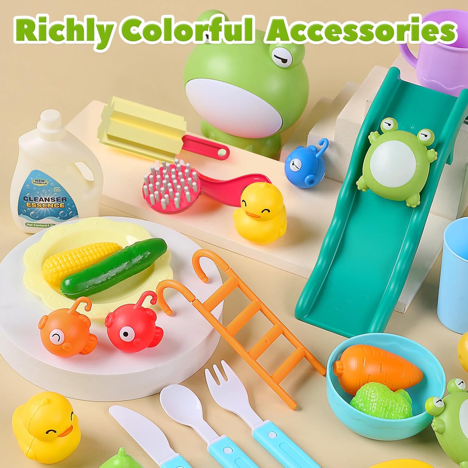 Kids Play Kitchen Sink with Running Water & Floating Fishing Toy Set 💧🎣