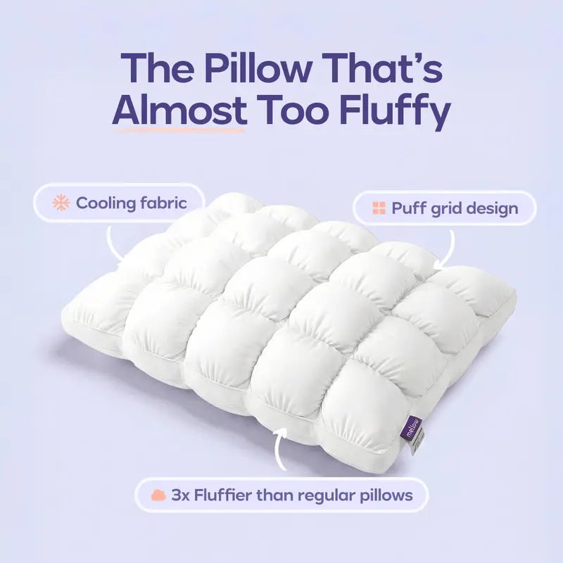 Soft Quilted Puff Grid Pillow - Cloud-Like Plush Bed Comfort ☁️✨