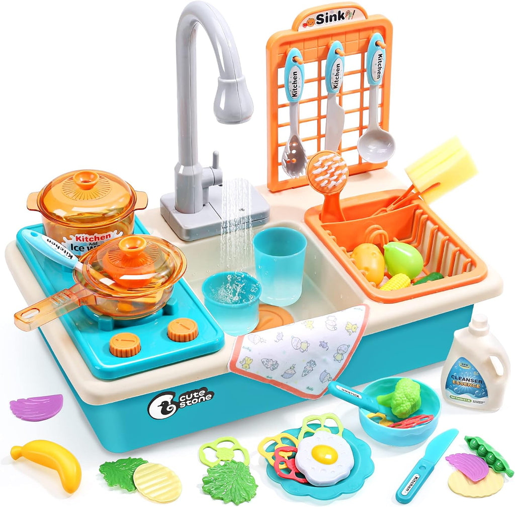 Kids Play Kitchen Sink with Running Water & Floating Fishing Toy Set 💧🎣