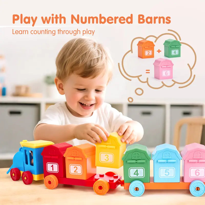 Montessori Toddler Learning Train Set - Counting & Sorting Activity Toy with Keys 🚂🐄