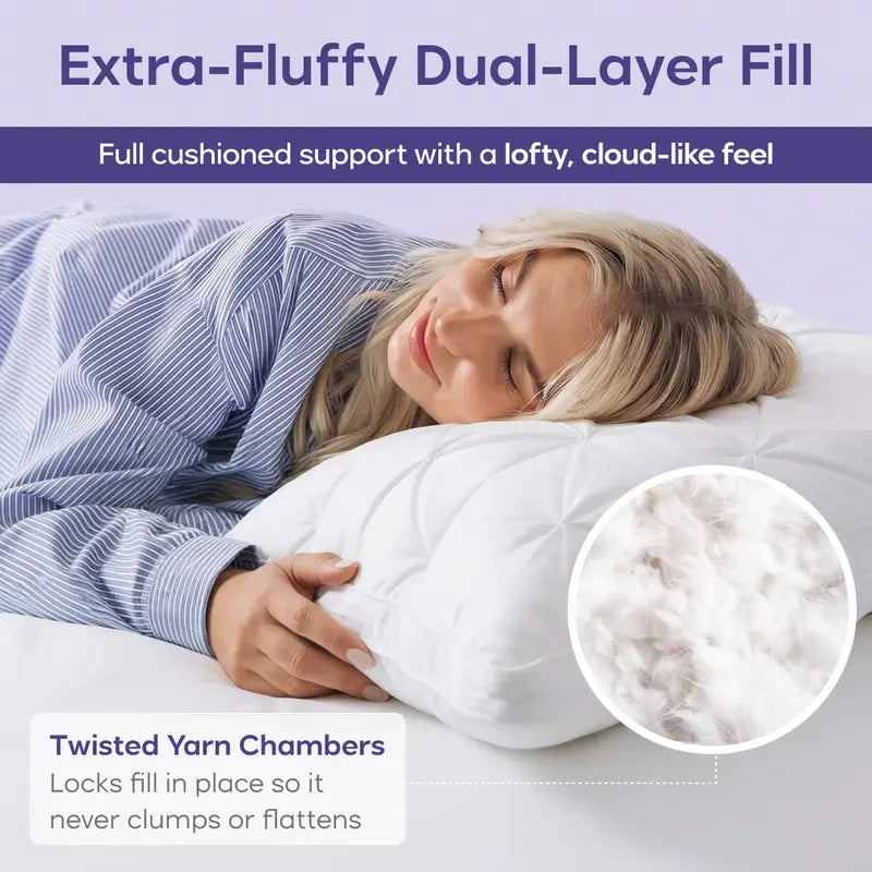 Soft Quilted Puff Grid Pillow - Cloud-Like Plush Bed Comfort ☁️✨