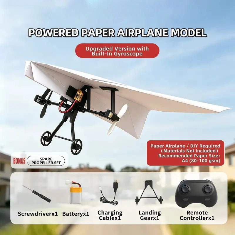 DIY RC Paper Airplane Kit - Easy-to-Fly Remote Control Flying Toy with Gyro ✈️✨