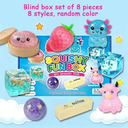 8-Piece Mystery Squishy Blind Box - Malt Sugar Stress Relief Fidget Toys 🍬✨