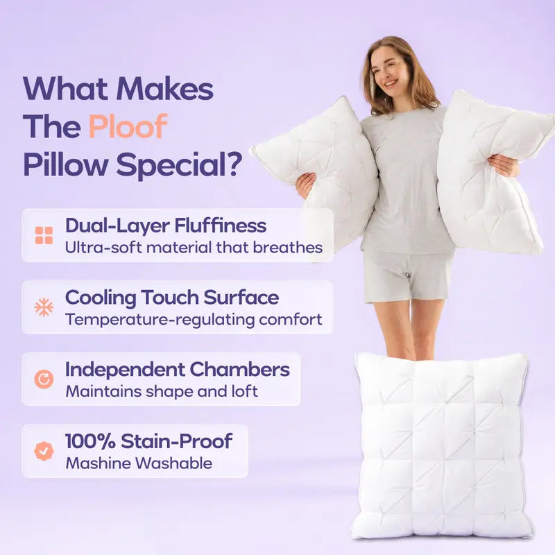 Soft Quilted Puff Grid Pillow - Cloud-Like Plush Bed Comfort ☁️✨