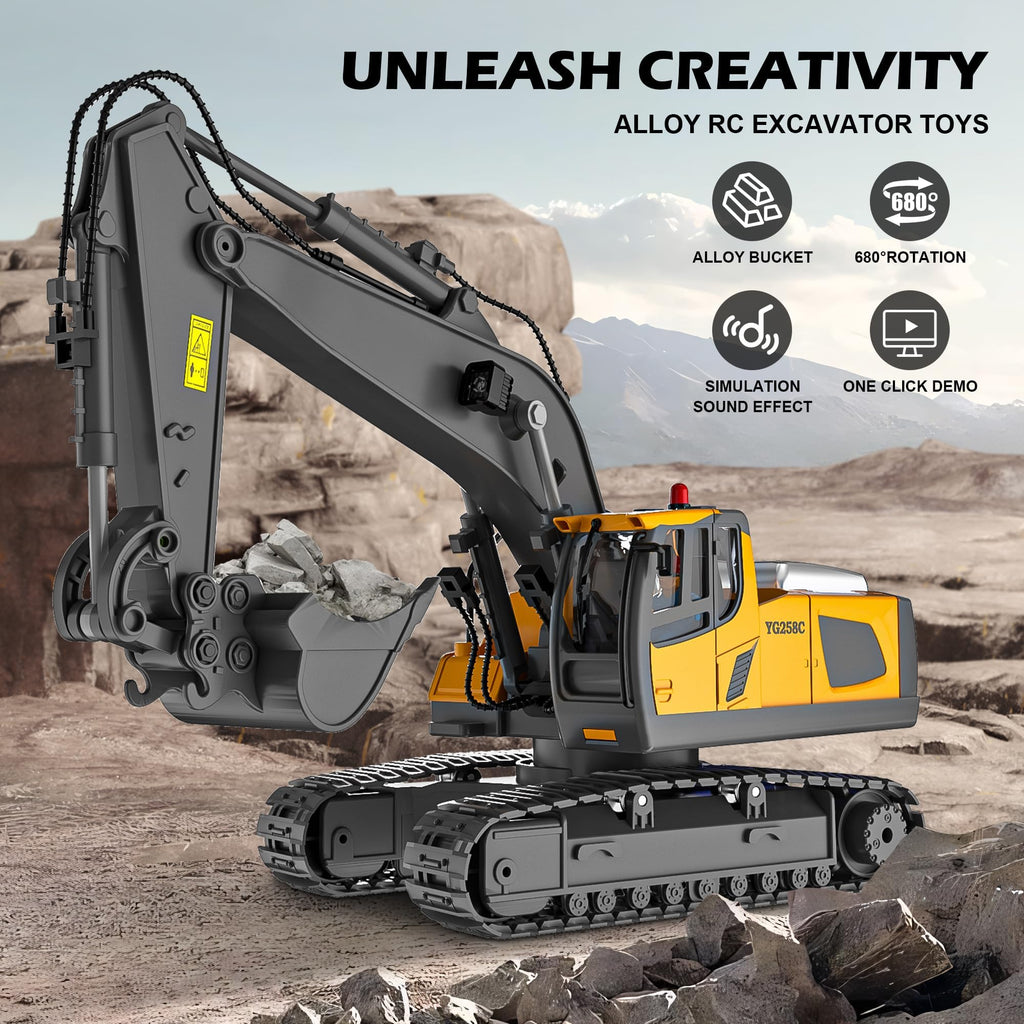 11-Channel RC Construction Vehicle Set - Realistic Excavator & Dump Truck Toys 🏗️🚛