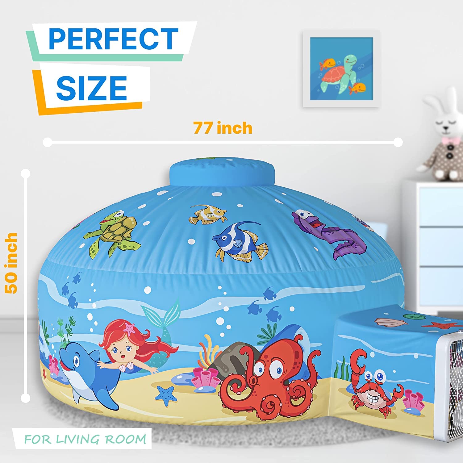 Instant Inflatable Air Tent for Kids - Large Indoor Playhouse Fort (77" x 50") 🏰💨