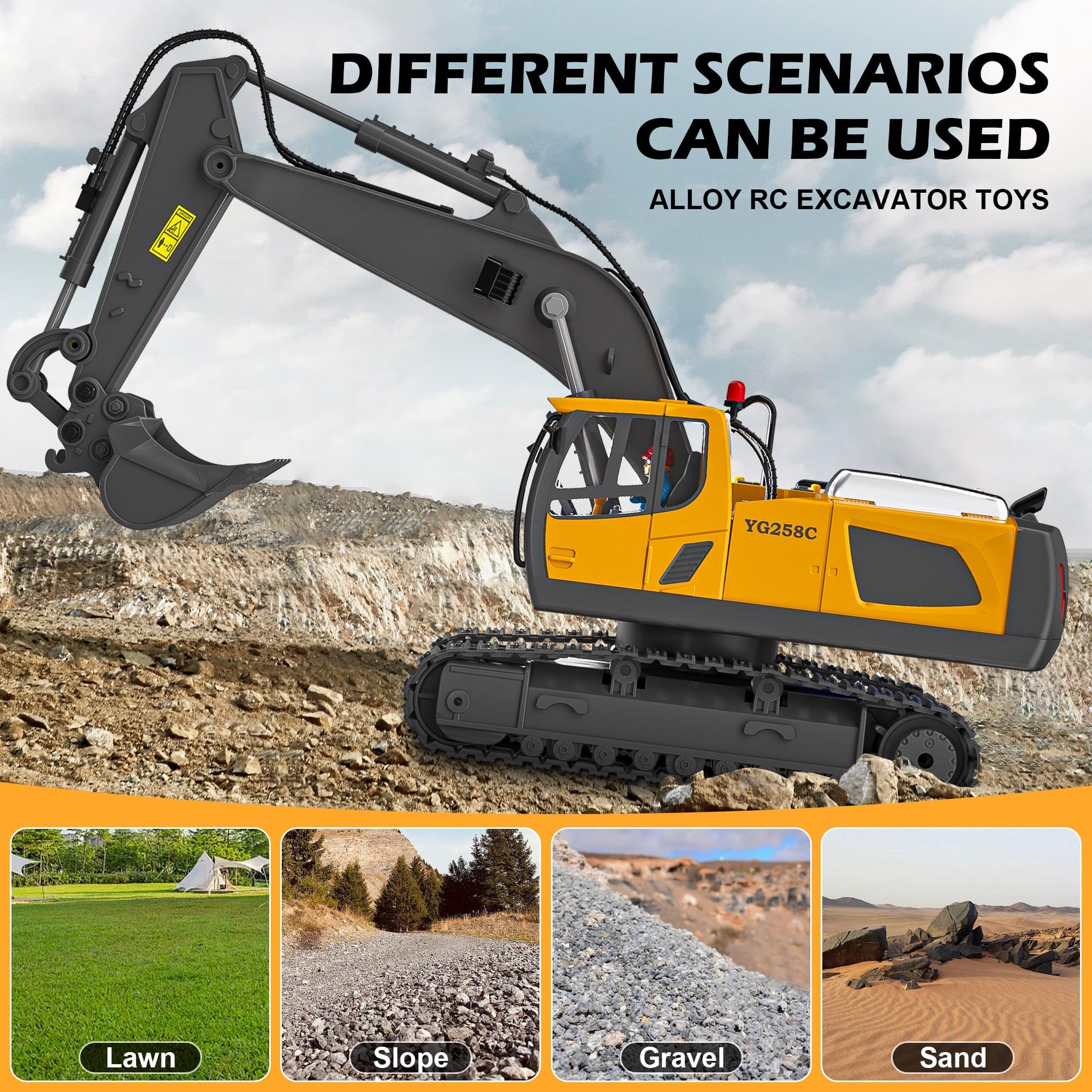 11-Channel RC Construction Vehicle Set - Realistic Excavator & Dump Truck Toys 🏗️🚛