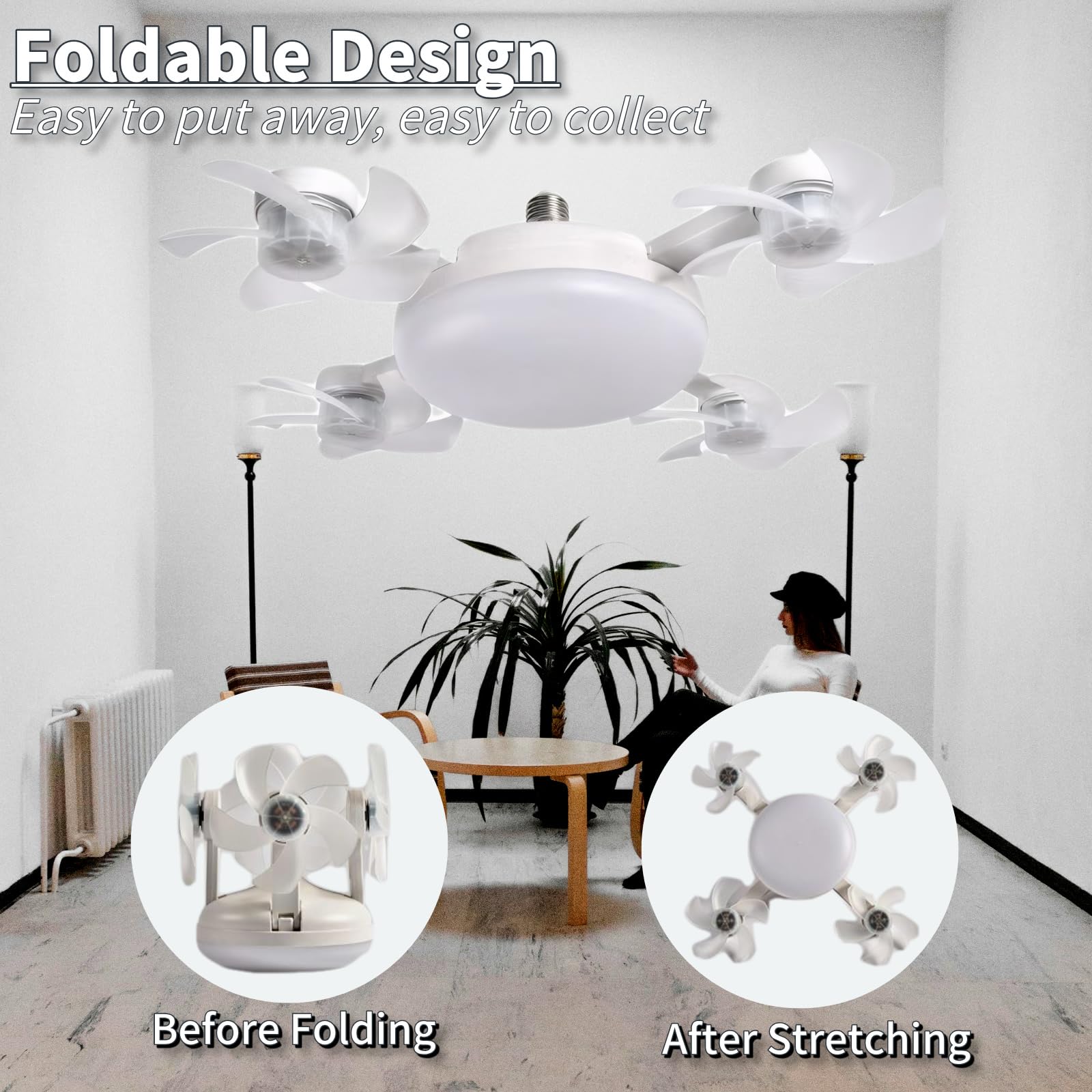 2-in-1  Socket Ceiling Fan Light - Silent LED Fan with Remote Control 💡🌀