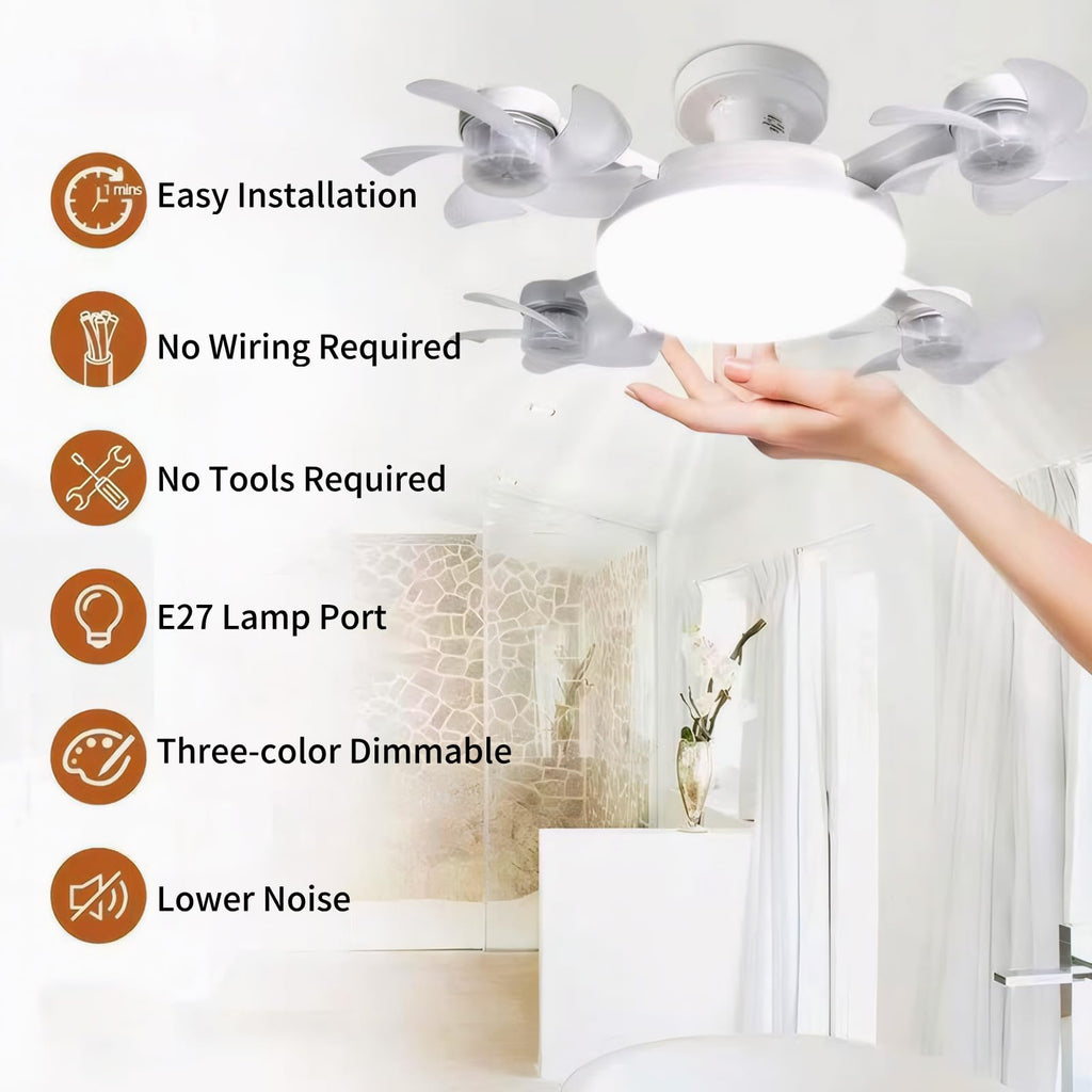 2-in-1  Socket Ceiling Fan Light - Silent LED Fan with Remote Control 💡🌀