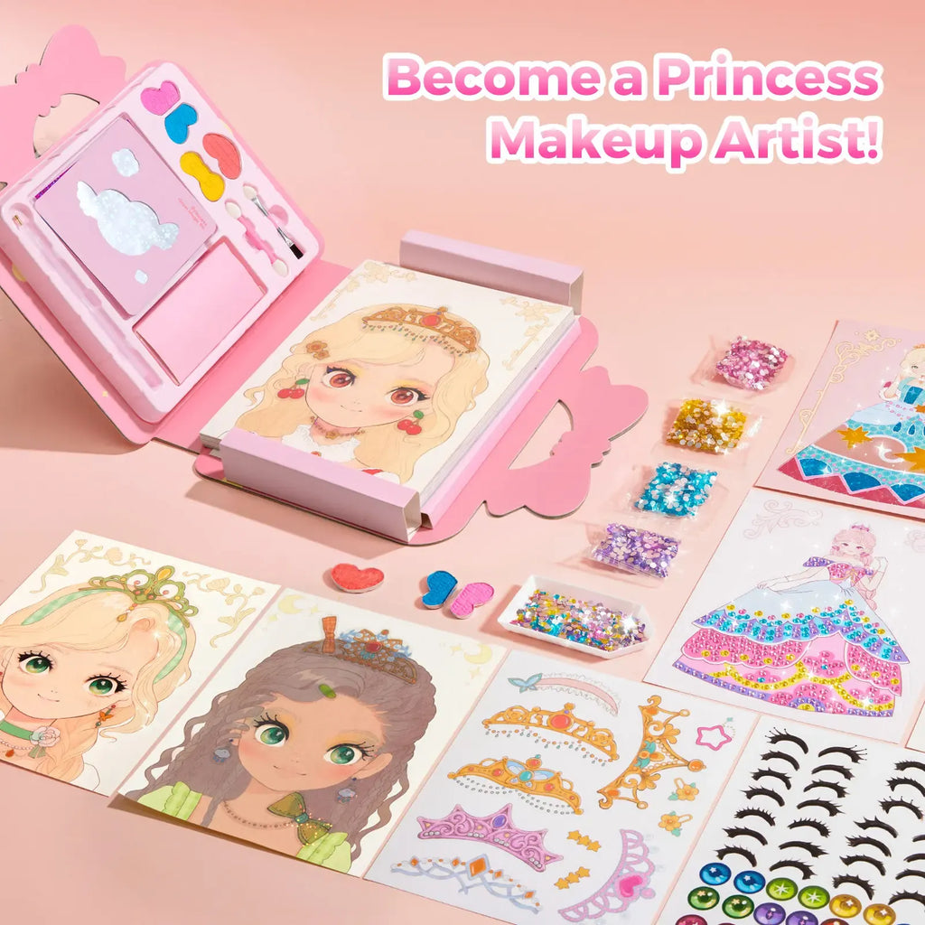 4-in-1 Princess Art & Craft Kit - Makeup, Gem Painting & Sticker Dress-Up Set for Girls 🎨👸